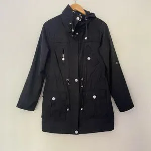 Betsey Johnson Jackets Coats Betsey Johnson Black Funnel Neck Anorak Jacket Poshmark